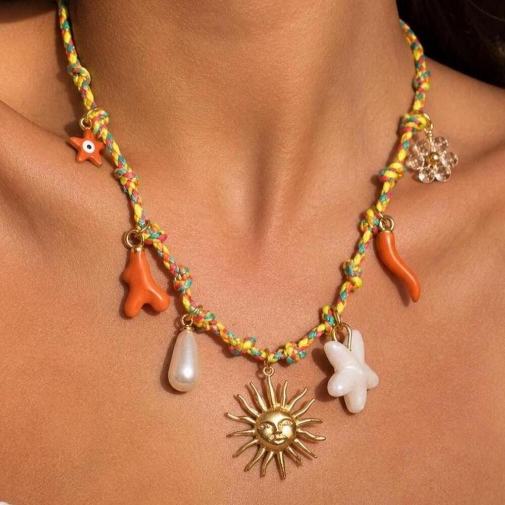 Boho sun necklace D51